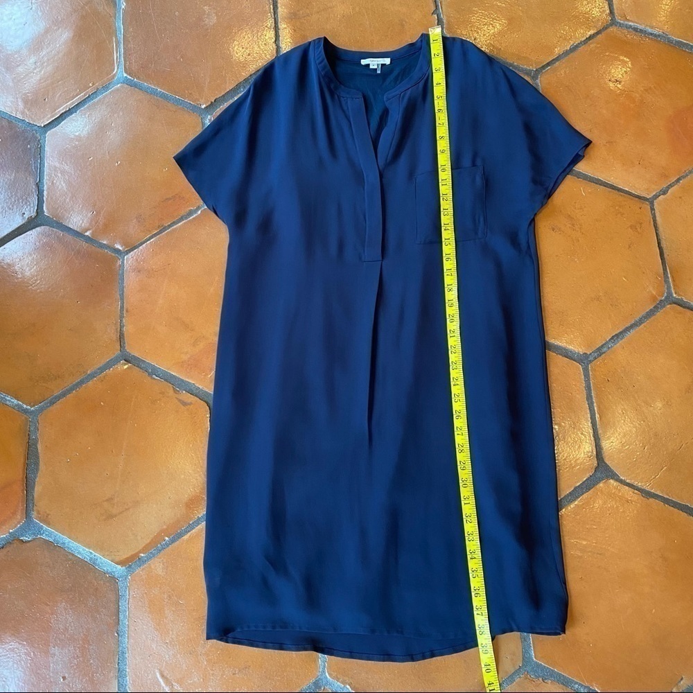 NEW Tyler Boe Silk Tania Shirtdress Women’s Sz Small S Split V Neckline Blue NWT - Picture 6 of 10
